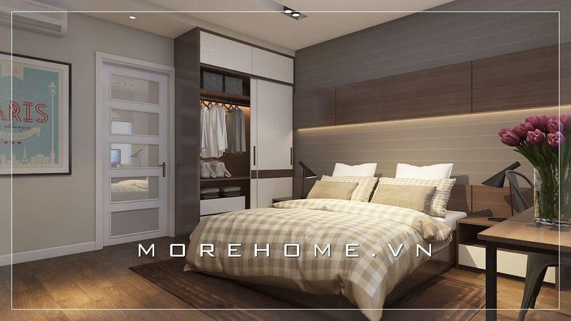 Thiết kế nội thất giường ngủ hiện đại, đơn giản nhưng vẫn đảm bảo sự tiện nghi trong quá trình nghỉ ngơi, sinh hoạt